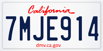 CA license plate 7MJE914