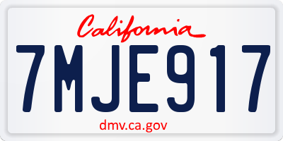 CA license plate 7MJE917