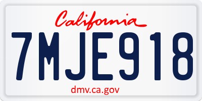 CA license plate 7MJE918