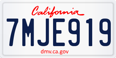 CA license plate 7MJE919
