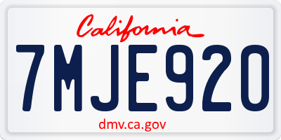 CA license plate 7MJE920