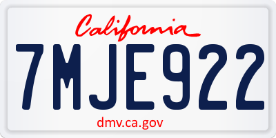 CA license plate 7MJE922