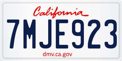 CA license plate 7MJE923