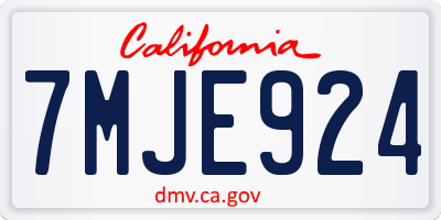 CA license plate 7MJE924