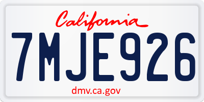 CA license plate 7MJE926