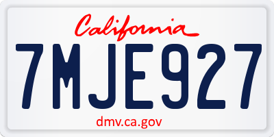 CA license plate 7MJE927
