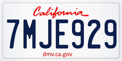 CA license plate 7MJE929