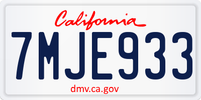 CA license plate 7MJE933