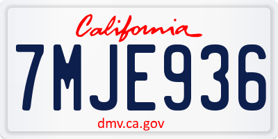 CA license plate 7MJE936