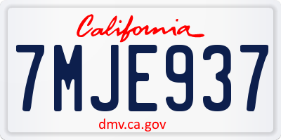 CA license plate 7MJE937