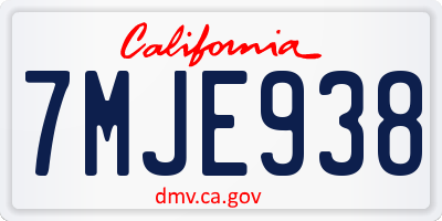 CA license plate 7MJE938