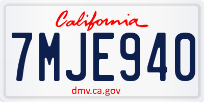 CA license plate 7MJE940