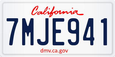 CA license plate 7MJE941
