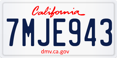 CA license plate 7MJE943