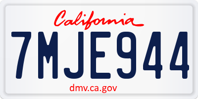 CA license plate 7MJE944