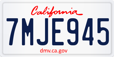 CA license plate 7MJE945