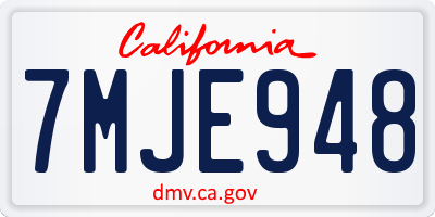 CA license plate 7MJE948