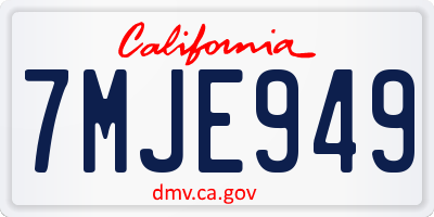 CA license plate 7MJE949