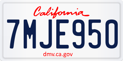 CA license plate 7MJE950