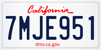 CA license plate 7MJE951