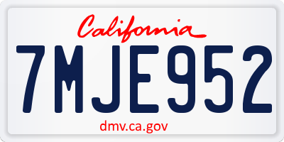 CA license plate 7MJE952