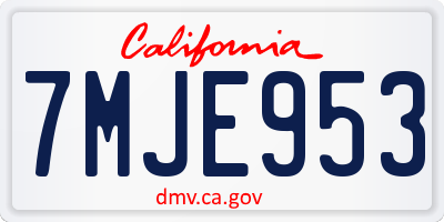 CA license plate 7MJE953