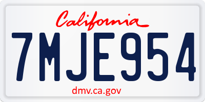 CA license plate 7MJE954