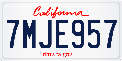 CA license plate 7MJE957