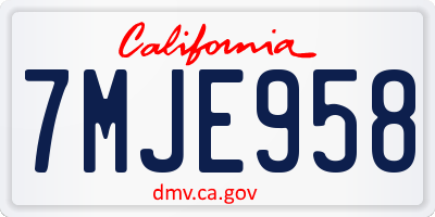 CA license plate 7MJE958