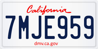 CA license plate 7MJE959