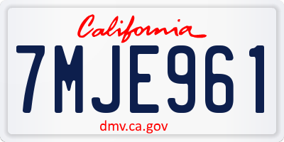 CA license plate 7MJE961