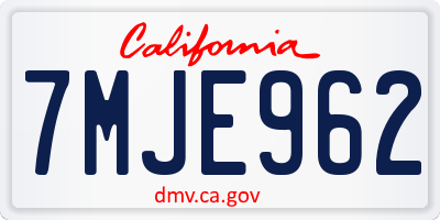 CA license plate 7MJE962