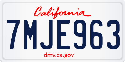 CA license plate 7MJE963