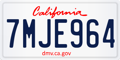 CA license plate 7MJE964