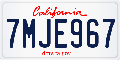 CA license plate 7MJE967