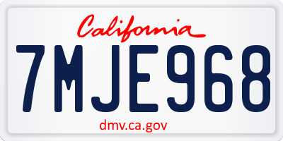 CA license plate 7MJE968