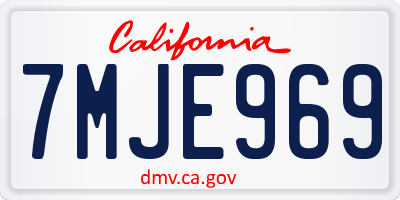 CA license plate 7MJE969