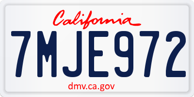 CA license plate 7MJE972