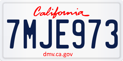 CA license plate 7MJE973