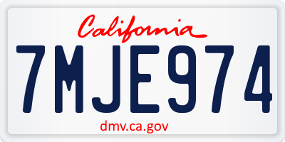 CA license plate 7MJE974