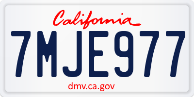 CA license plate 7MJE977