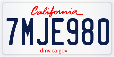 CA license plate 7MJE980