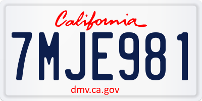 CA license plate 7MJE981