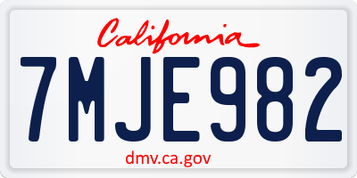 CA license plate 7MJE982