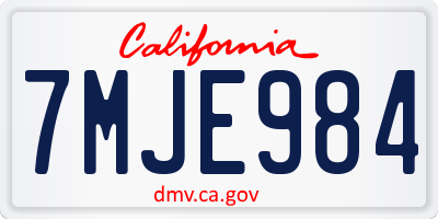 CA license plate 7MJE984