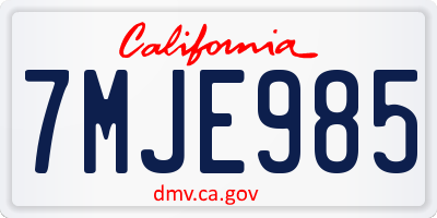 CA license plate 7MJE985