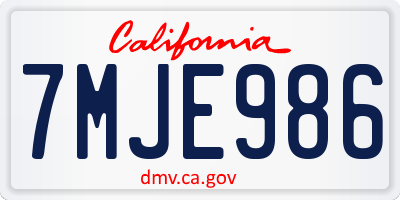 CA license plate 7MJE986