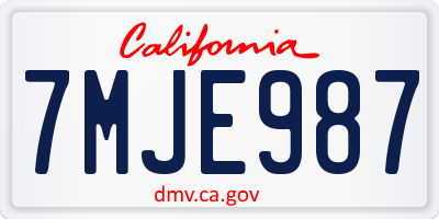 CA license plate 7MJE987
