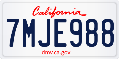 CA license plate 7MJE988