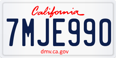 CA license plate 7MJE990